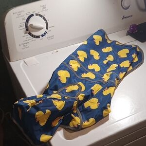 Blue Raincoat with Yellow Duck Pattern